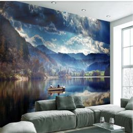 Wallpapers Custom Wallpaper Fris en mooi groen Lake Water Natural Scenery 3D Decoratief schilderij