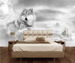 Wallpapers aangepaste behang muurschilderingen stemming persoonlijkheid tv achtergrond muur wolf siberische muurschildering honden decoratie schilderen 3D