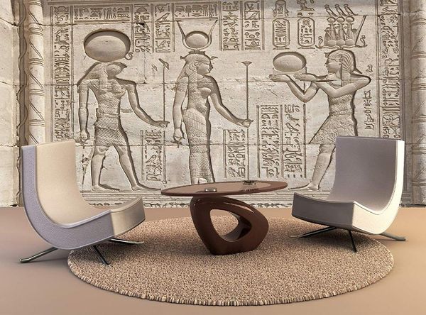 Fonds d'écran Papier peint personnalisé Peintures murales Peinture murale Sculptures hiéroglyphiques Temple égyptien Autocollant auto-adhésif Affiche Décor à la maison