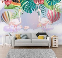 Wallpapers Custom Wallpaper Nordic Ins Pink paar Flamingo kinderkamer achtergrond Wall-high-end waterdicht materiaal