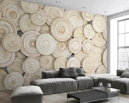 Fonds d'écran Papier peint personnalisé "Anneaux annuels" Simple naturel moderne minimaliste grain de bois TV fond mur décoration de la maison 3D
