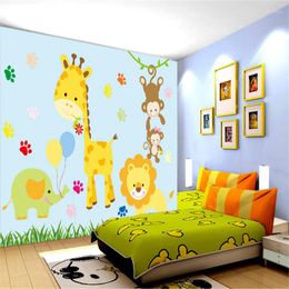 Wallpapers aanpassen Animal Wallpaper 3D Minimalisme Leuke waterdichte wandpapier Milieubescherming Kid slaapkamer badkamer badkamer