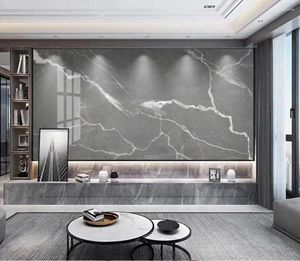Wallpapers Pas elke maat 3D Wallpaper grijs marmeren marmeren witte textuur slaapkamer coffeeshop tv achtergrond muur papel de pared