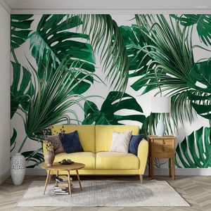 Wallpapers op maat 3D behang muurschildering tropische plant blad woonkamer achtergrond wanddecoratie