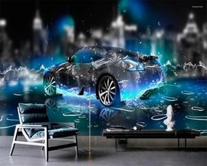 Wallpapers op maat 3d behang stereo onderwater sportwagen droom decoratie achtergrond muur woonkamer slaapkamer tv schilderij