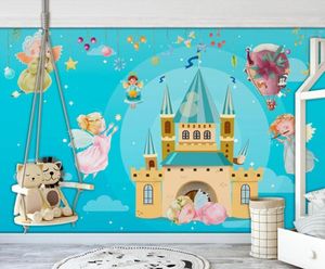Wallpapers Aangepaste grootschalige 3D muurschildering behang waterverfkasteel Fairy Balloon Kinderen Room Achtergrond Muur