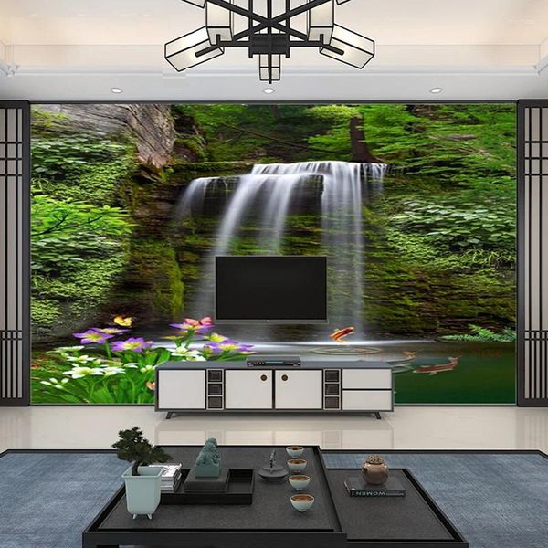 Fondos de pantalla Mural personalizado Papel tapiz 3D Cascadas Naturaleza Paisaje Pintura de pared Sala de estar TV Sofá Estudio Decoración del hogar