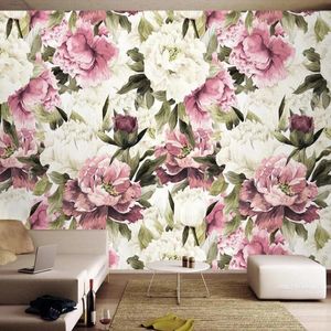 Fonds d'écran personnalisé rétro rose 3d Po pour salon décor à la maison papier mural floral