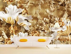 Fonds d'écran Fond d'écran personnalisés pour murs en bois sculpteur Lotus fond mural 3d chambre moderne