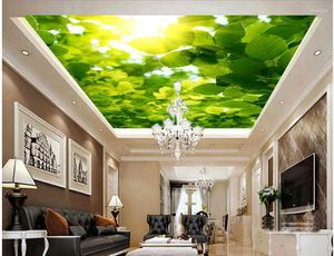 Fonds d'écran Fond d'écran personnalisés pour les murs feuilles vertes Fresques de plafond Fresques 3D Décoration de la maison
