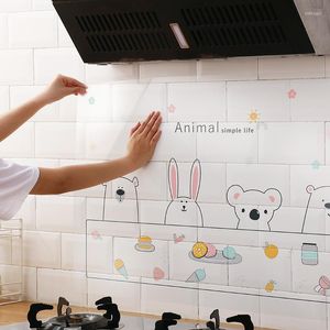 Fonds d'écran Mignon Dessin Animé Autocollants Haute Température Et Résistant À L'huile Pâte Auto-Adhésif Papier Peint Carrelage En Céramique Armoire Cuisine Accessoires