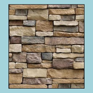 Fonds d'écran Décor Home Garden Rock Papier peint Stone Peel et Stick Papier 3D amovible auto-adhésif pour mur de comptoir de dosseret facile à C