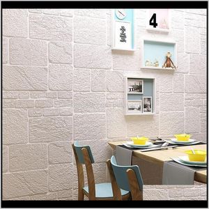 Wallpapers Décor Home GardenFic-Adhesive Wallpaper 3D Solid Tiling Brick Childrens Muur rond Warm Slaapkamer Kamer Decoratie 70 * 70cm Drop D