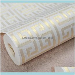 Fonds d'écran contemporain moderne géométrique papier peint neutre conception de clés grecs PVC papier peint pour chambre 0,5 x 10