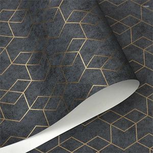 Wallpapers donkergrijze luxe geometrisch behang roll zwart grijze muurpapier modern design slaapkamer woonkamer achtergrond thuis decor