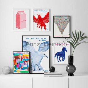 Fondos de pantalla David Shrigley Eagle Horse Milk Box Whirlwind Arte de la pared Impresiones Lienzo Pintura Nordic Poster Wall Pictures For Living Room Decor J230704