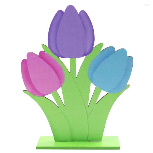 Fonds d'écran Décor Tulipe Table de fleurs en bois Pâques Bois Springcraft Plateau à plusieurs niveaux Arrangement de la maison Pièce maîtresse Fleurs Décorations de ferme