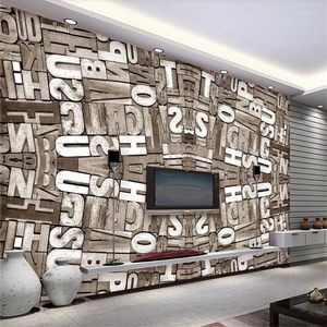 Wallpapers decoratief behang 3d Engelse letters tv achtergrond muur schilderen