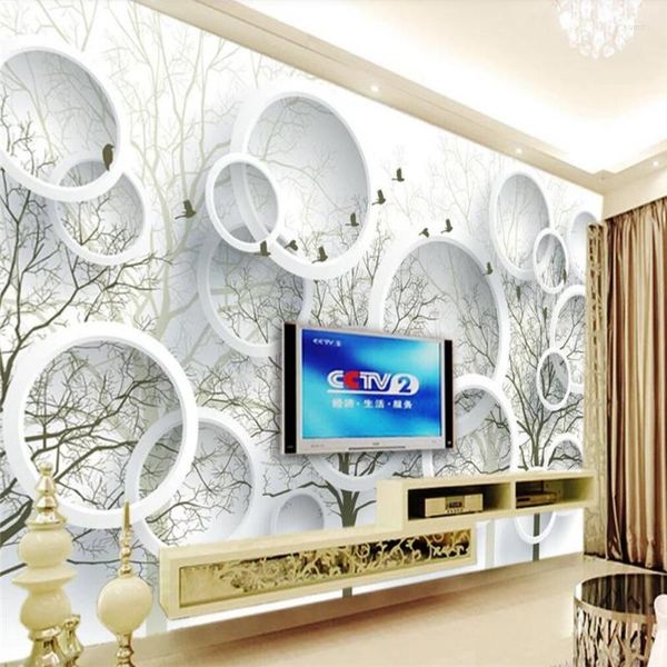 Wallpapers papel de parede decorativo 3d espaço pássaro floresta tv fundo pintura de parede