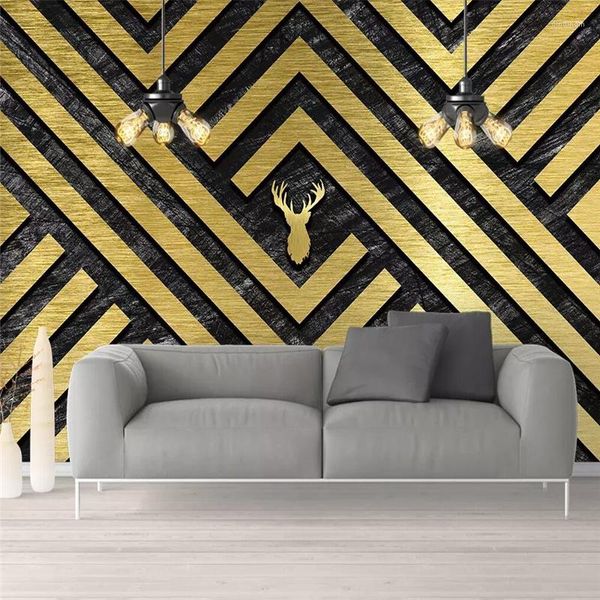 Fondos De Pantalla Papel Tapiz Decorativo Lámina De Oro Figura Geométrica Postmoderno Arte Dorado Trabajo Fondo Pared