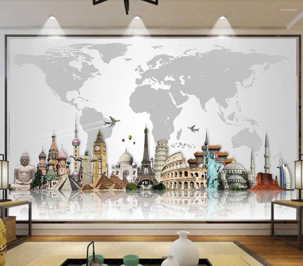 Fondos De Pantalla Papel Tapiz Decorativo Arquitectura De Fama Mundial Fondo De Mapa Pintura De Pared