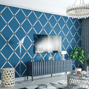 Papiers peints Deerskin Velvet Wallpaper Of Bedrooms Nordic Geometric Line Living Wall TV Background Autocollant minimaliste non auto-adhésif