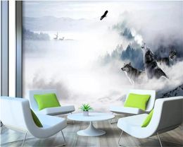 Fonds d'écran Diantu personnalisé mural loup féroce dans le Smog papier peint peintures murales salon TV canapé chambre décor Papel De Parede