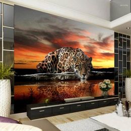 Fonds d'écran Diantu personnalisé Po papier peint 3D stéréoscopique animal léopard mural salon chambre canapé toile de fond peintures murales auto-adhésif