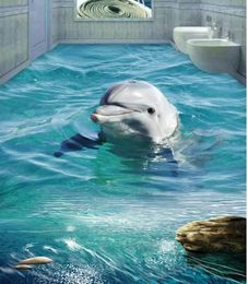 Fonds d'écran Dolphin Floor Wallpaper 3D pour salles de bains PO stéréoscopique décoration de la maison