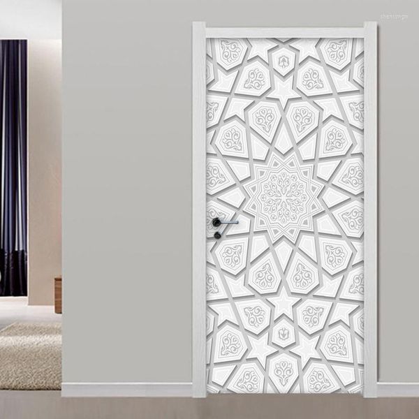Fondos de pantalla Etiqueta de la puerta Moderno 3D Patrón geométrico abstracto Papel tapiz Estudio Sala de estar Decoración PVC Autoadhesivo Mural Pegatinas