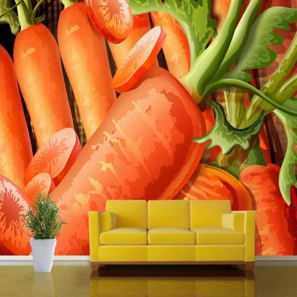 Fonds d'écran Drop fond d'écran 3D Delicious Carrot PO Restaurant Balcon Fond Decoration murale Murale personnalisée