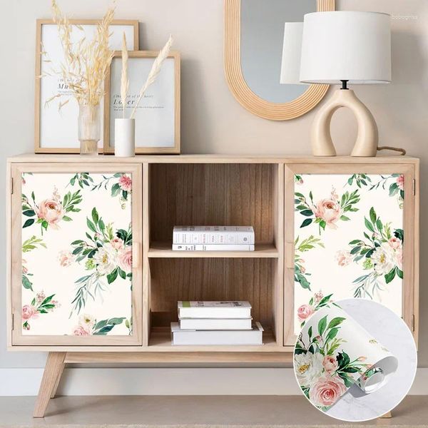 Fonds d'écran Elegant Rose Flower Furniture Cabinet Sticker Chic Peel and Stick Wallpaper Decoration AutoFropproof Multifonctional autocollants