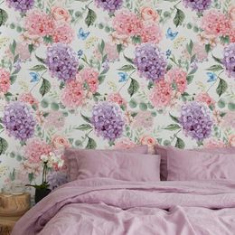 Wallpapers elegante aquarel bloemenkamer behang roze bloemen chic peel en stok huisdecoratie waterdichte PVC -muur