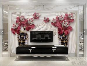 Fonds d'écran fleur européenne HD papier peint taille personnalisée 3D murale Po pour salon canapé El mur décor Papel De Parede Sala