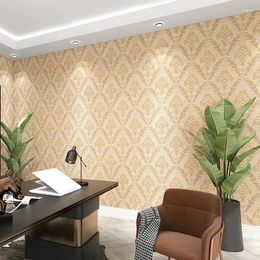 Fonds d'écran européen de luxe damassé papier peint rouleau 3D gaufré PVC épaissi mural décor floral pour salon lit