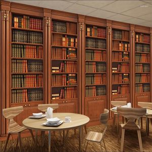 Wallpapers Europese Retro Boekenplank Boekenkast 3D Po Voor Woonkamer Slaapkamer Behang Home Decor Muurschildering Papel De Parede