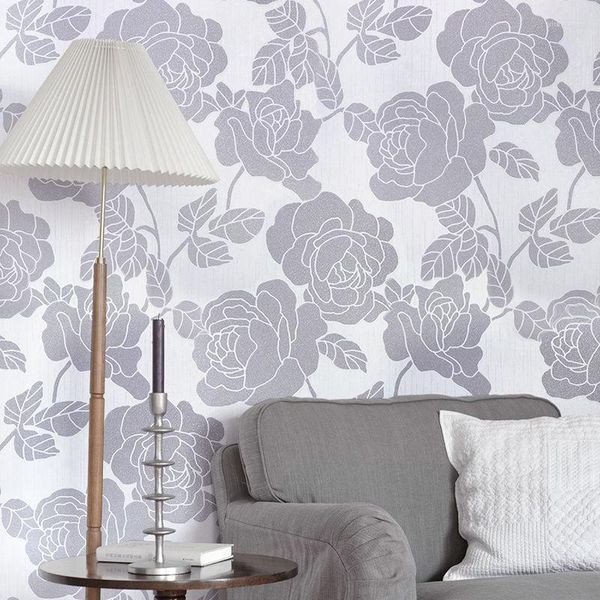 Wallpapers Europese stijl Rose Flower Wallpaper Non-woven 3D Slaapkamer Woonkamer Wandbekleding Bruiloft Schoonheidssalon Papier Muurschildering