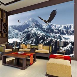 Wallpapers European Style Snow Mountain Hawk 3d Wallpaper Living Room Slaapkamer TV Achtergrond Wall Paper Home Decor