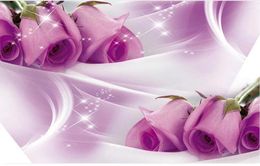 Fonds d'écran fantastiques Rose Purple Flower Mural 3d Room Wallpaper Paysage