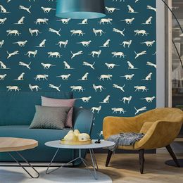 Wallpapers Fashion Nordic Ins Wallpaper Jaguar Leopard Gray Blue Living Room Slaapkamer Achtergrond Muur kleding Store Bar Office