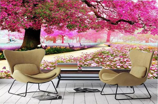 Fondos de pantalla Papel tapiz floral para paredes llenas de flores Hermosos árboles 3D HD Paisaje Interior superior D