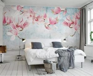 Fonds d'écran fleur magnolia papier peint mural mural pour la chambre à coucher des dosseret télévisé peintures de luxe décoration de maison amélioration des papiers floraux 3d