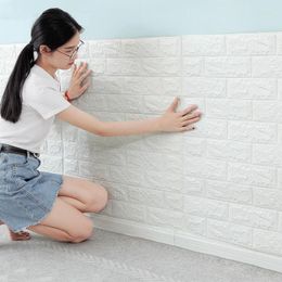 Fonds d'écran Panneaux muraux de motif de brique en mousse 3D 70cmx100cm Décoration d'autocollants imperméables pour la chambre PVC DÉCOR