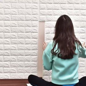 Fonds d'écran mousse bricolage auto-adhésif brique pare-chocs autocollants étanche 3D couverture mur pour enfants chambre cuisine décoration