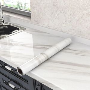 Papiers peints autocollants en marbre en aluminium pour comptoir de cuisine, résistant à l'huile, résistant aux hautes températures, papier peint auto-adhésif imperméable pour salle de bains 231026