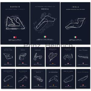 Fonds d'écran Formule 1 Imola Monaco Piste Circuit Toile Peinture F1 Art Nordique Affiches et Gravures Mur Photos pour Salon Décor J230704