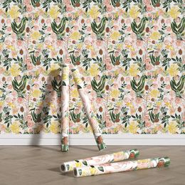 Fonds d'écran jardin frais PEEL FLORAL ET Stick Rovable Wallpaper Wallpaper Wall Auto Adhesive Scratch résistant à la décoration de la maison