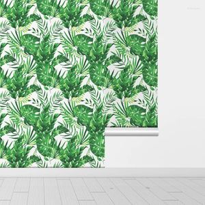 Wallpapers vers groen blad verwijderbaar behang zelfklevende waterdichte PVC-bladeren wanddecor retro peel en stok woonkamer