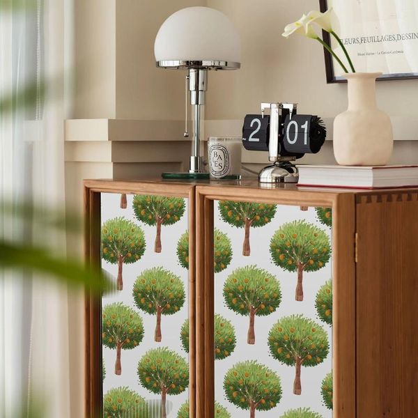 Papel tapiz autoadhesivo de árbol frutal, papel tapiz extraíble de acuarela para decoración de pared de armario de dormitorio, pegatinas