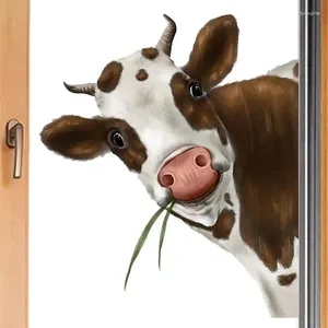 Fonds d'écran drôle de vache de vache décalage mural stickers autocollants piant la ferme d'autocollants mignons fenêtres animaux Clings